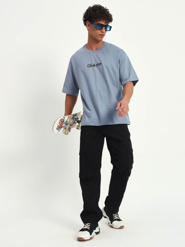 Men Slim Mid Rise Dark Black Cargo - Image 7