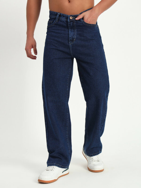 Men Slim Mid Rise Dark Blue Denim Jeans