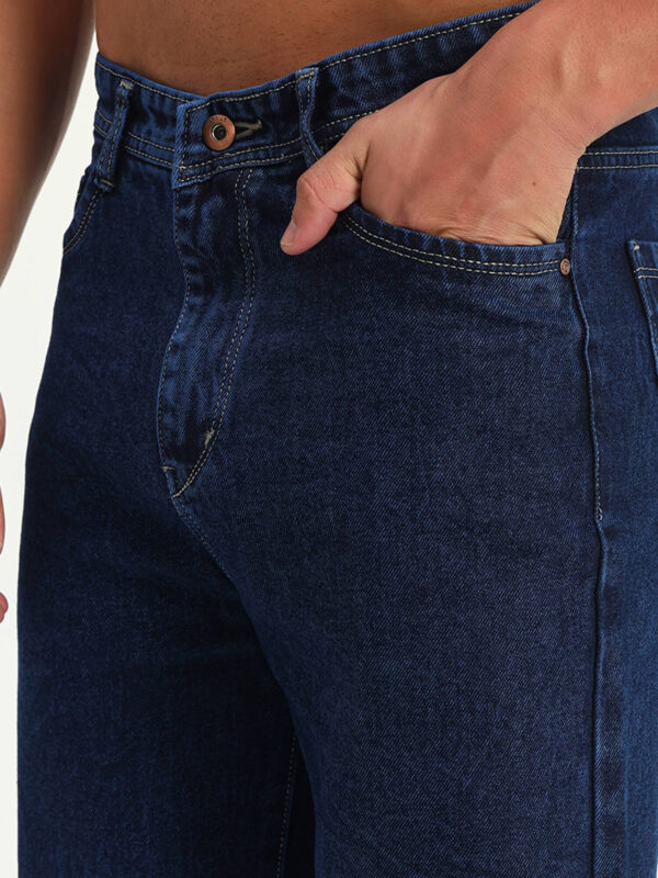 Men Slim Mid Rise Dark Blue Denim Jeans - Image 5