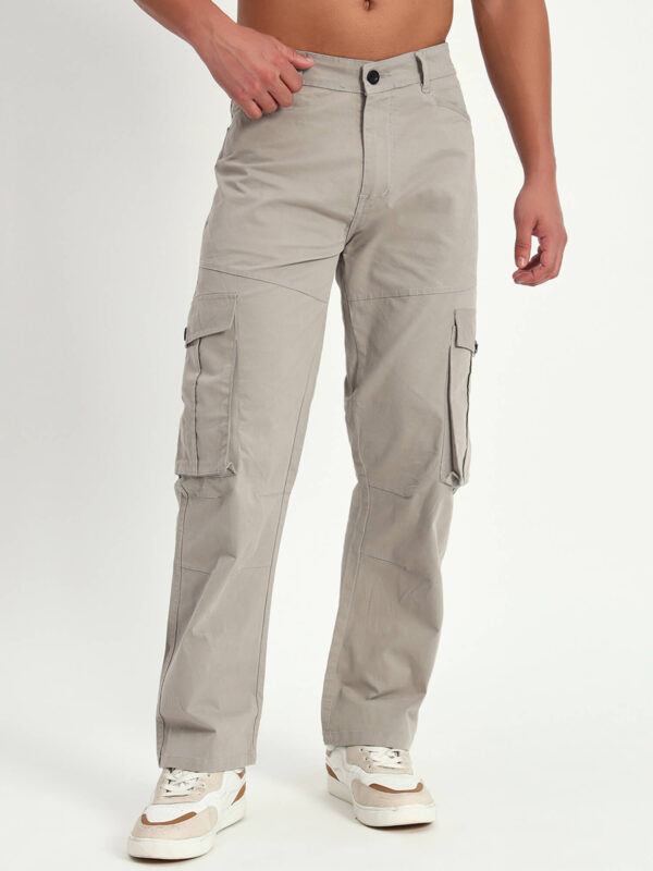 Men Slim Mid Rise Dark Grey Cargo