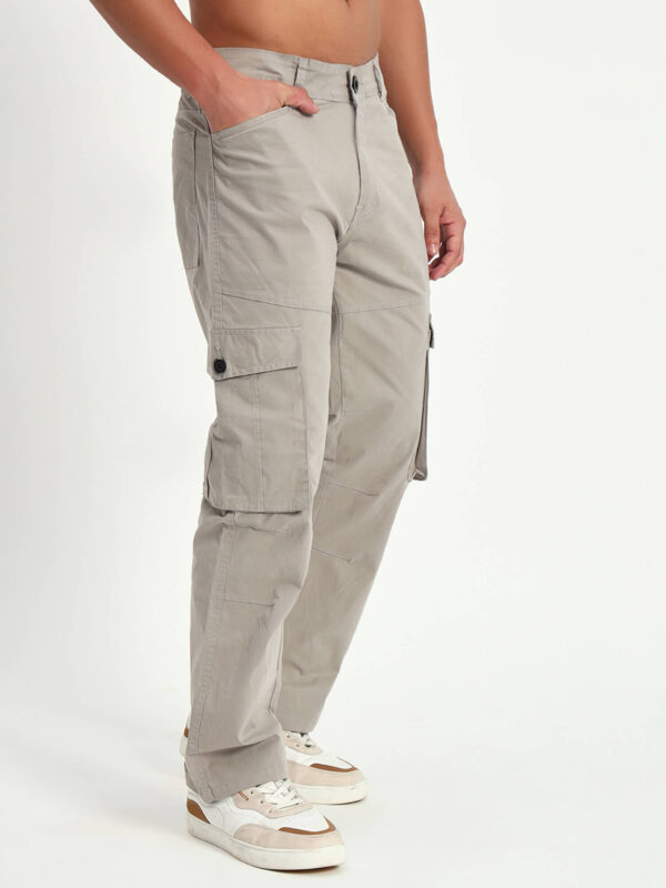 Men Slim Mid Rise Dark Grey Cargo - Image 2