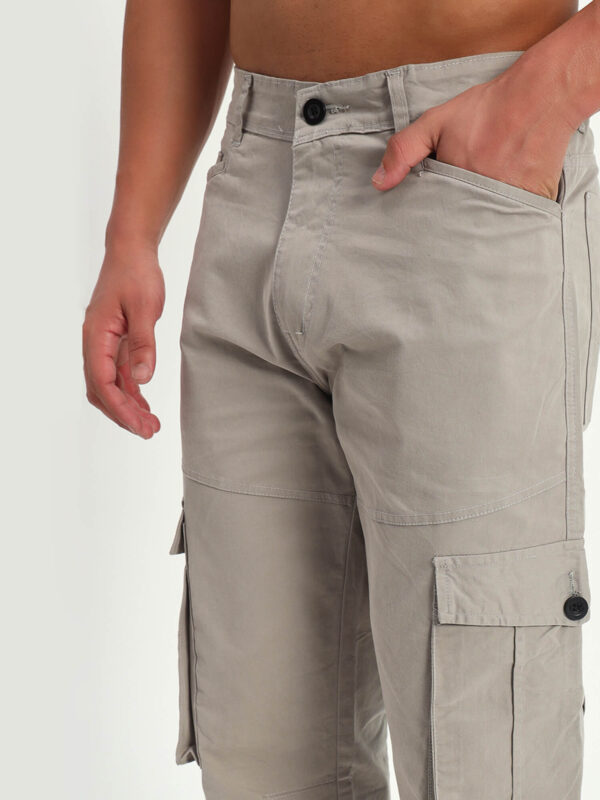 Men Slim Mid Rise Dark Grey Cargo - Image 5