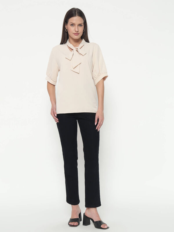 Women's Beige Tye Shirt - Image 6
