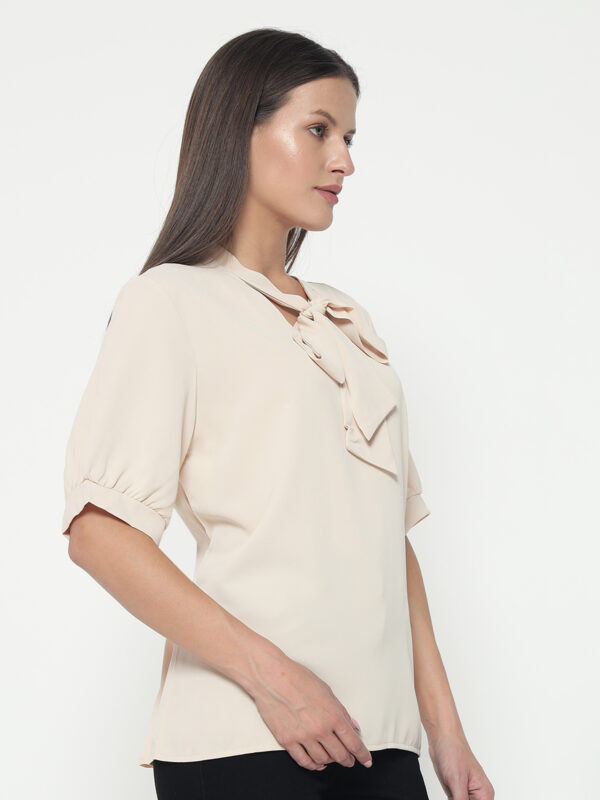 Women's Beige Tye Shirt - Image 4
