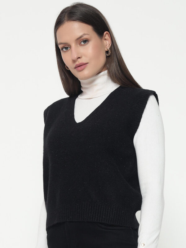 Women Black Knitted Top - Image 3