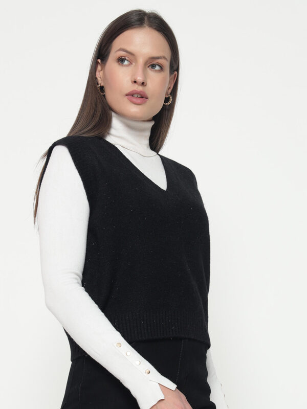 Women Black Knitted Top - Image 4