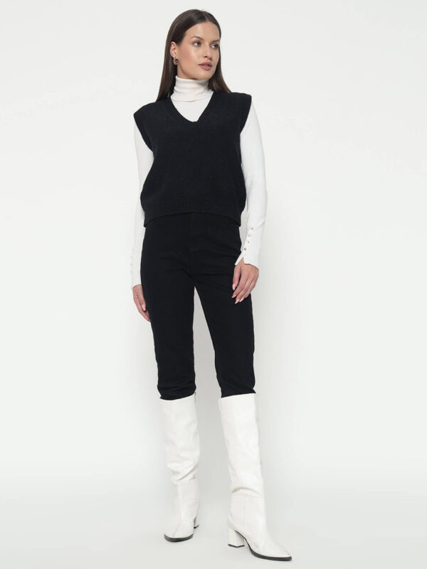Women Black Knitted Top - Image 6