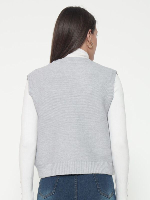 Women Grey Knitted Top - Image 2