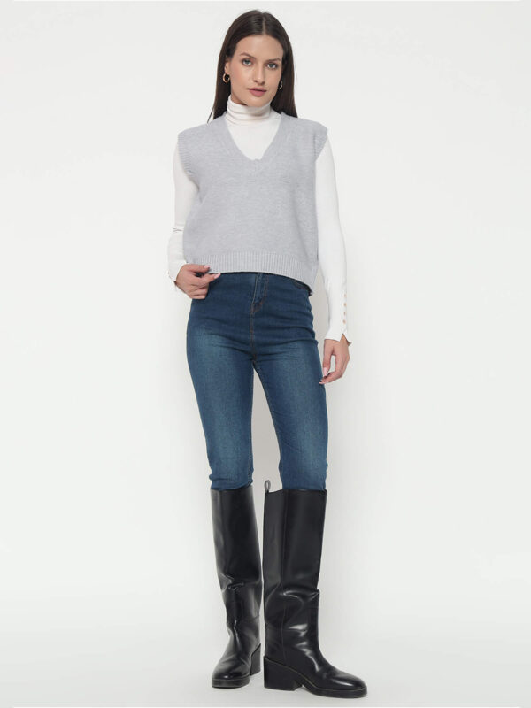 Women Grey Knitted Top - Image 6