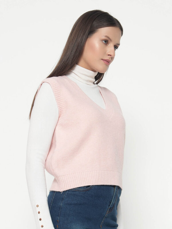 Women Pink Knitted Top - Image 3