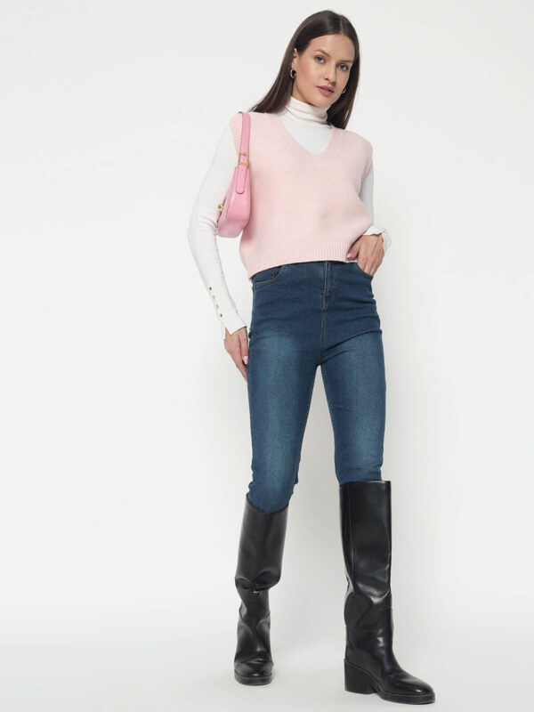 Women Pink Knitted Top - Image 7