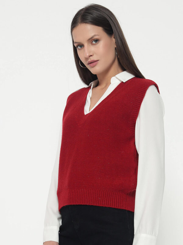 Women Red Knitted Top