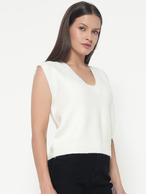Women White Knitted Top - Image 4
