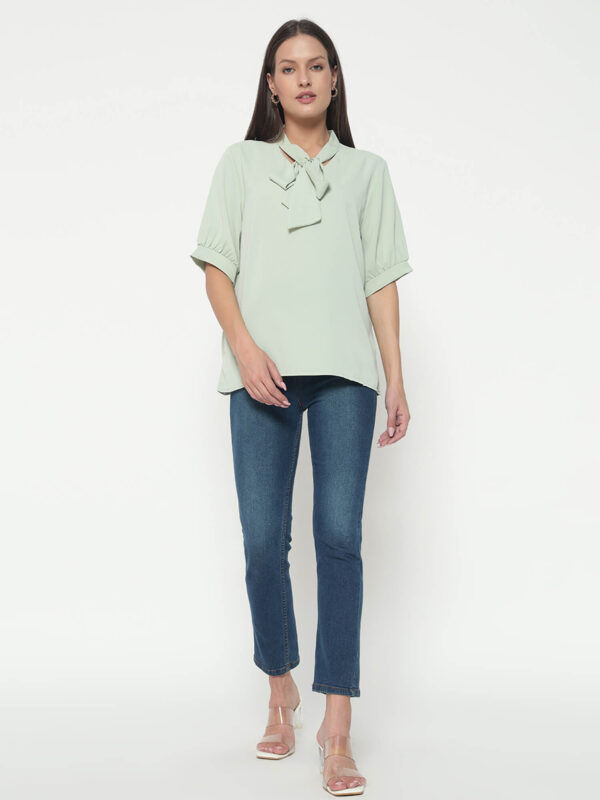 Women's Light Green Tye Shirt - Image 6