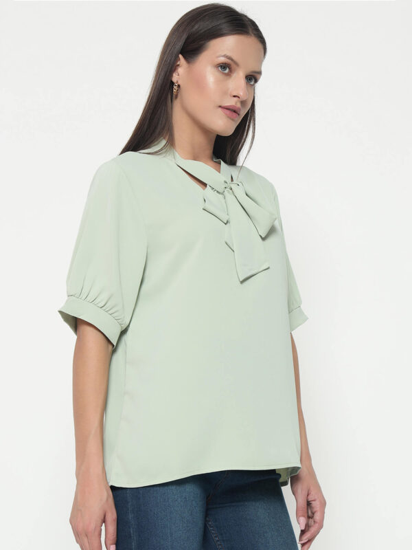 Women's Light Green Tye Shirt - Image 4