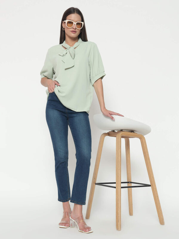 Women's Light Green Tye Shirt - Image 7